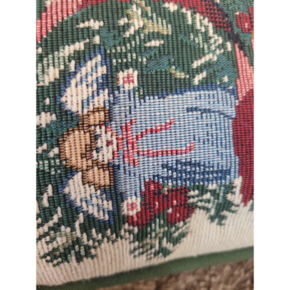 Needlepoint Tapestry Wreath Throw Pillow Nutcracker Angel Cardinal Christmas - Picture 13 of 13